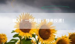 缺人！一好岗位，快来投递！