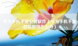 华为手机不能安装软件（华为手机不能安装软件怎么办）