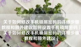 关于如何修改手机锁屏密码的详细步骤教程和额外建议如何设置手机锁屏密码「关于如何修改手机锁屏密码的详细步骤教程和额外建议」