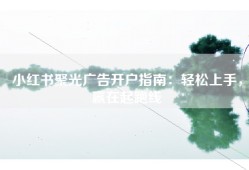 小红书聚光广告开户指南：轻松上手，赢在起跑线