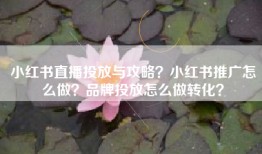小红书直播投放与攻略？小红书推广怎么做？品牌投放怎么做转化？