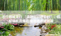 农行鄄城支行 “金融知识进乡村”：红船领航消保路 金融惠农谱新篇